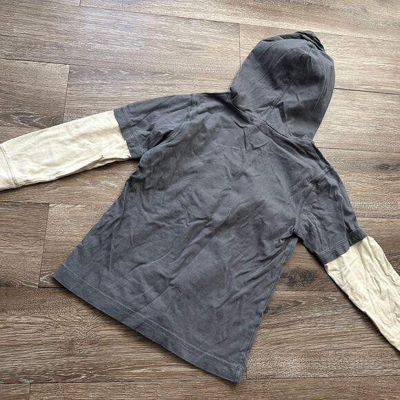 Gymboree Boys Size 7 Motorcycle Racer Hooded Long Sleeve Top Grey & Ivory EUC - Picture 4 of 4